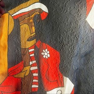 Artsy super long 1970s Vintage Novelty Picasso Sheer silky scarf